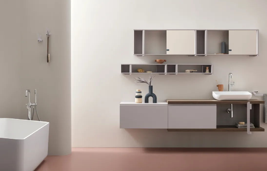 Mobile da Bagno Tulip laccato opaco Grigio Cenere di Arblu