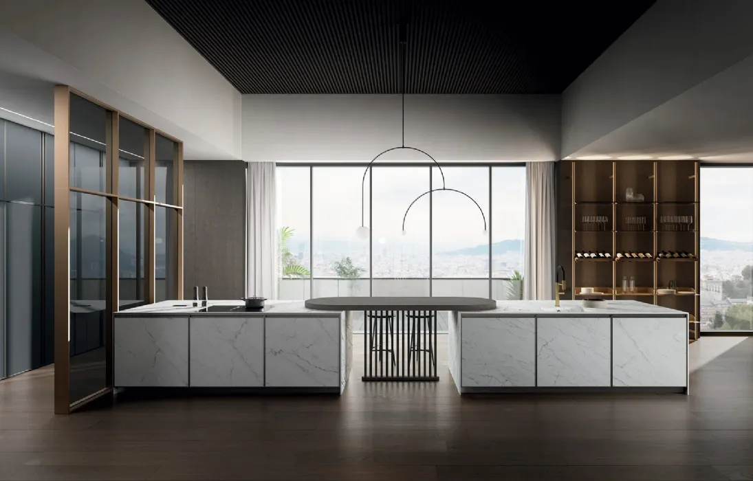 Cucina Moderna con penisola Kronos 01 in laminam di Arredo3